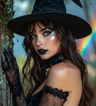 fantasy looking hot witch rainbow