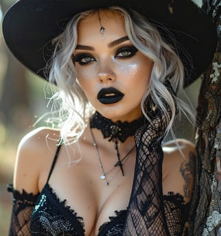 witch silver black white theme